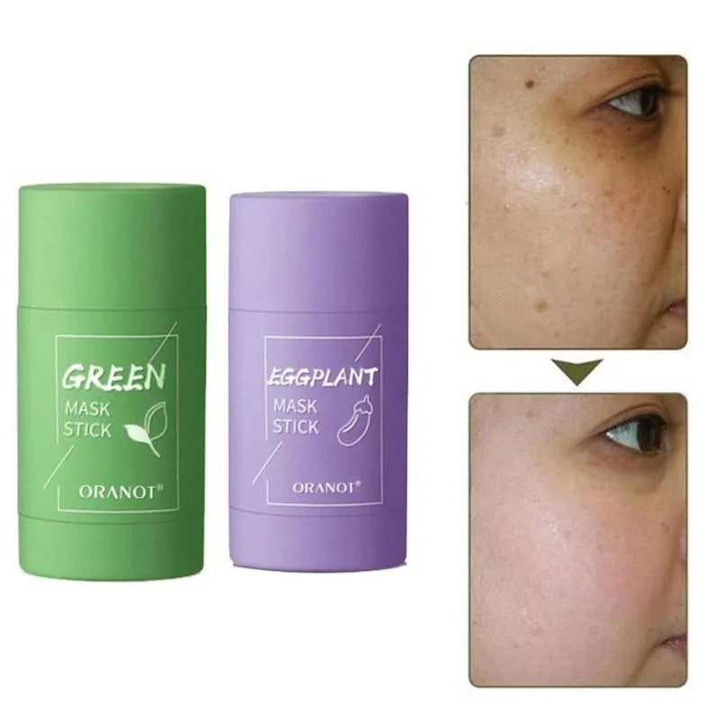 Green Tea Mask Stick - Cleansing and Moisturizing Clay Face Mask for Oil Control, Whitening, and Purifying Skin Care